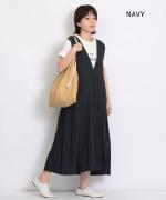 【ラストワン！】フレンチリネンキャンバス フロントタック ワンピース